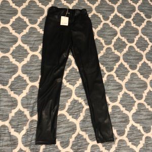 Black leather look leggings